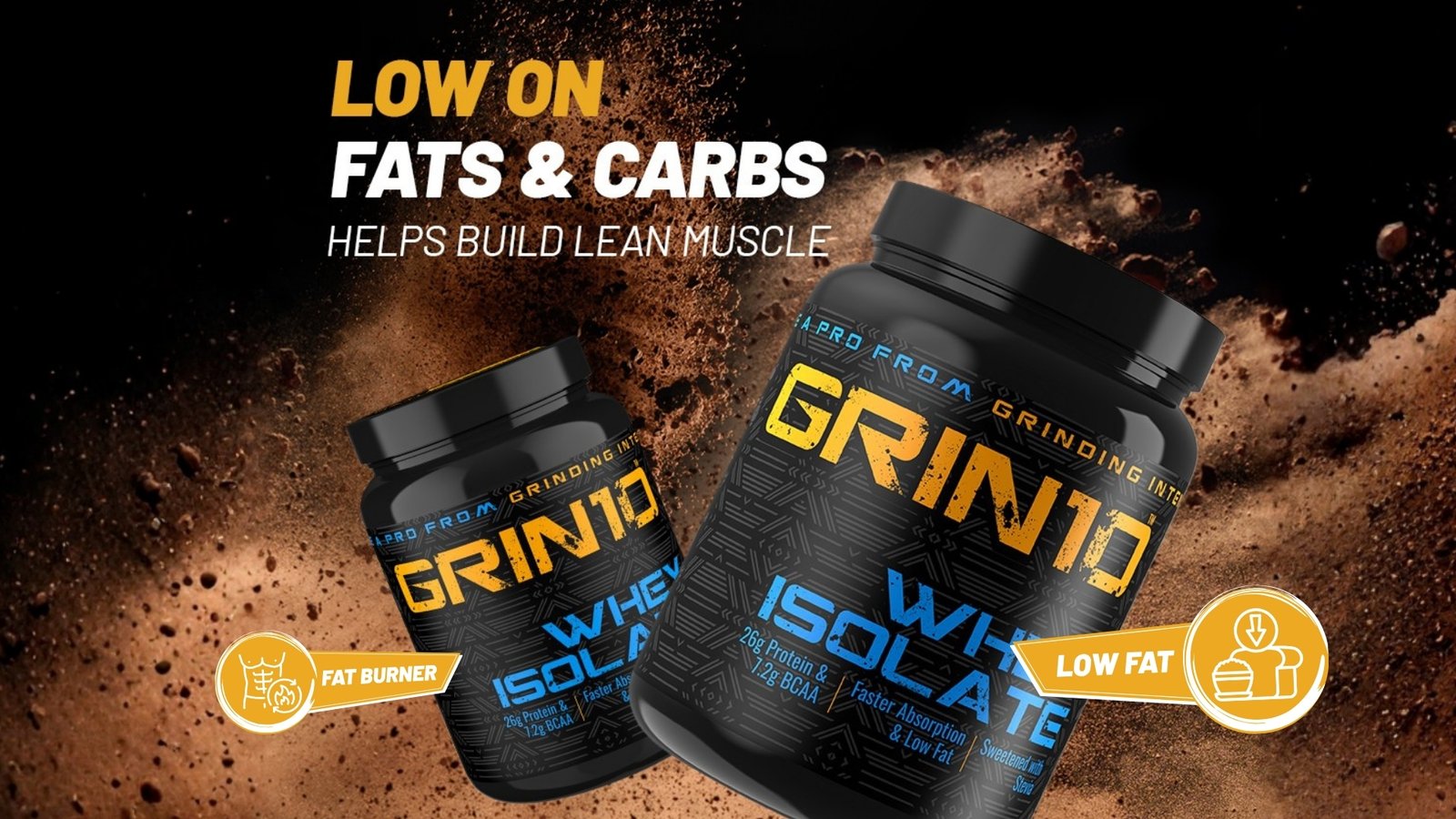 Grin10 Whey Isolate protein supplement for lean muscle building and fat burning